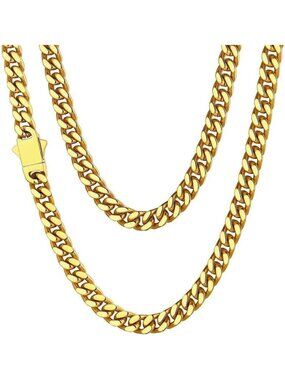 Stylish Cuban Link Chain Necklace for Men - Waterproof Stainless Steel Jewelry